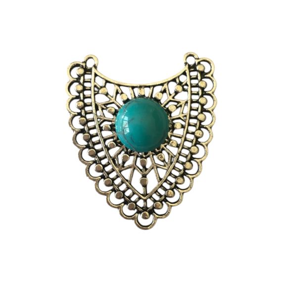 DIJE NIQUEL 3,5 CM X 4 CM MEDIA PERLA TURQUESA X 2 UNI