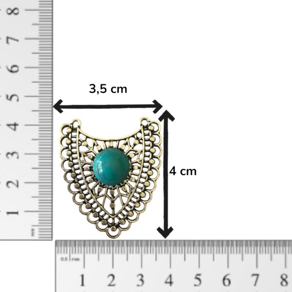 DIJE NIQUEL 3,5 CM X 4 CM MEDIA PERLA TURQUESA X 2 UNI