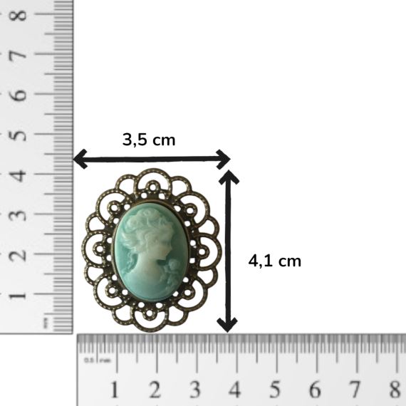CAMAFEO OVALADO BRONCE VIEJO DAMA ANTIGUA X 2 UNI