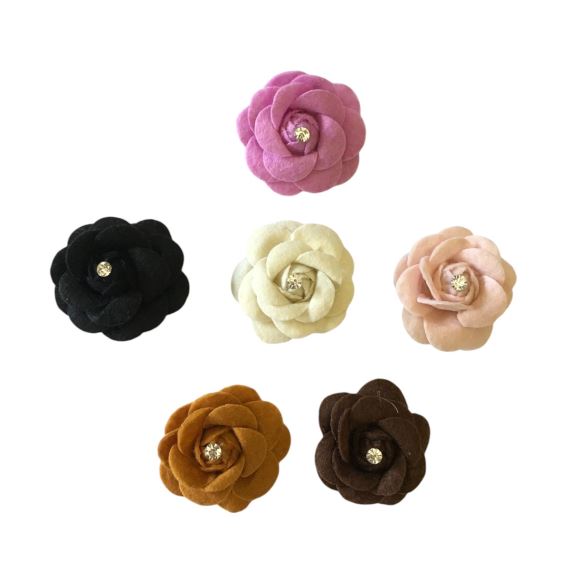 FLORES TELA SIMIL GAMUZA 4 CM STRASS EN EL CENTRO X 2 UNI