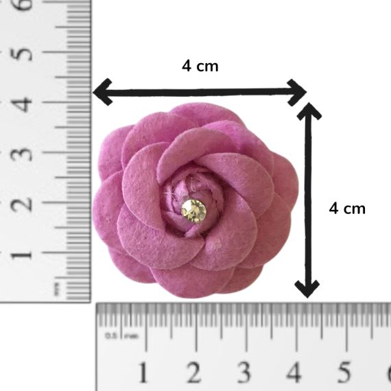 FLORES TELA SIMIL GAMUZA 4 CM STRASS EN EL CENTRO X 2 UNI