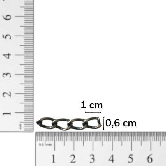CADENA HIERRO NIQUEEL NEGRO 1 CM X 6 MM X METRO CNNH4