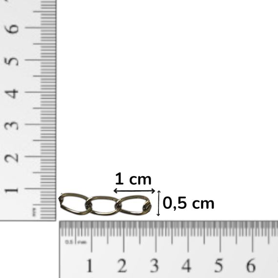 CADENA HIERRO NIQUEL NEGRO 1 CM X 5 MM X METRO CNNH6