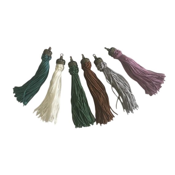 FLECOS BORLAS SEDA 8 CM CHAPUCHON METALICO X 10 UNI SURTIDAS