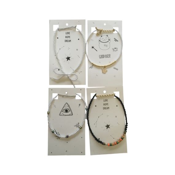 PACK COLLARES DE MODA CON CARTONES X 4 UNI BI001
