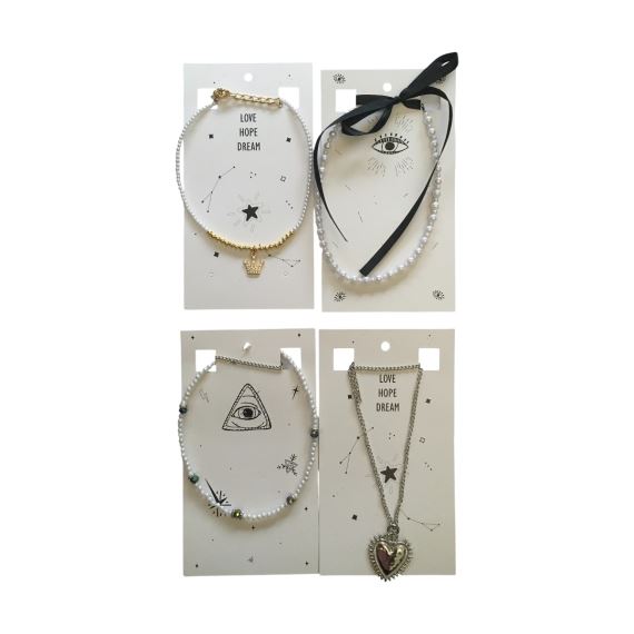 PACK COLLARES DE MODA CON CARTONES X 4 UNI BI002