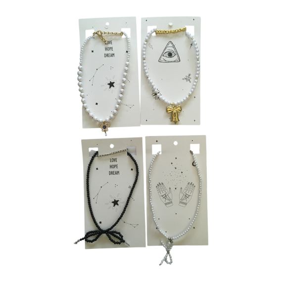 PACK COLLARES DE MODA CON CARTONES X 4 UNI BI003