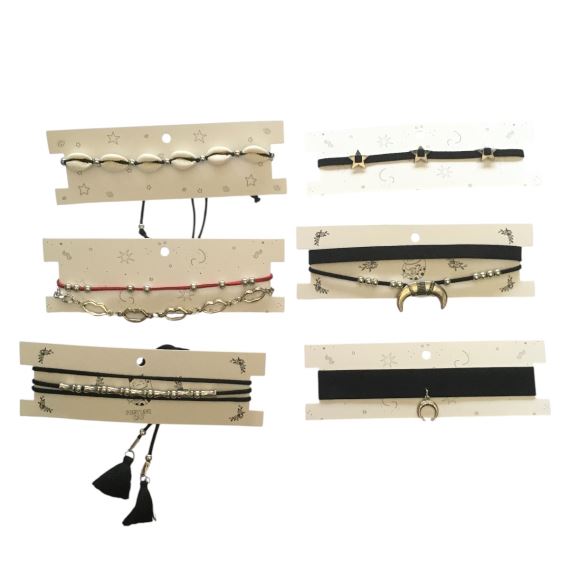 PACK 6 CHOKERS DE MODA CON CARTONES BI005
