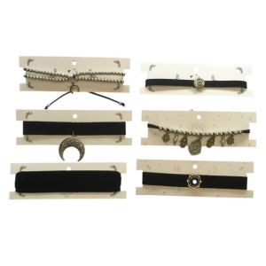PACK 6 CHOKERS DE MODA CON CARTONES BI006