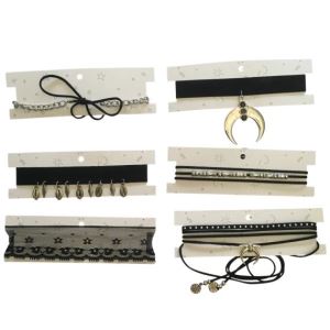 PACK 6 CHOKERS DE MODA CON CARTONES BI008