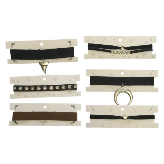 PACK 6 CHOKERS DE MODA CON CARTONES BI015