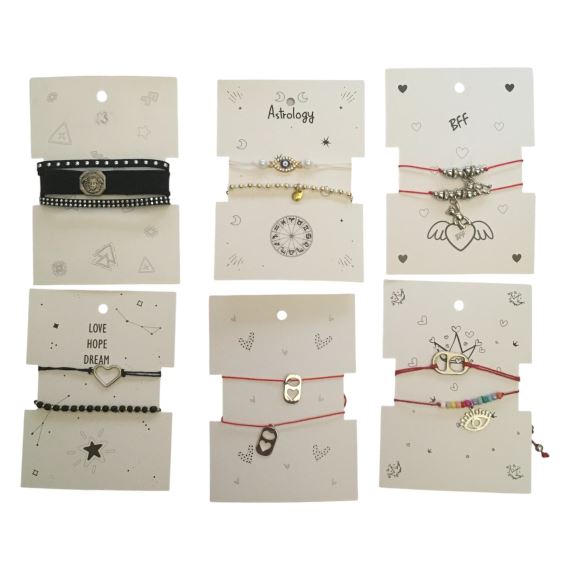 PACK 6 PULSERAS DE MODA CON CARTONES BI016