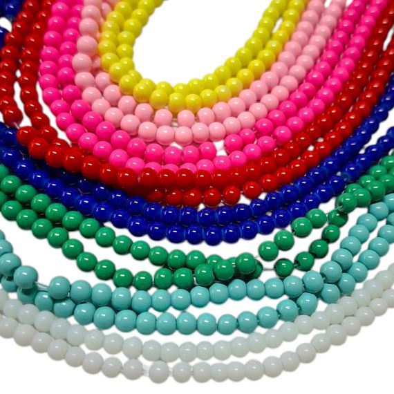 CUENTAS BOLITAS DE VIDRIO COLOR PLENO 4 MM X TIRA