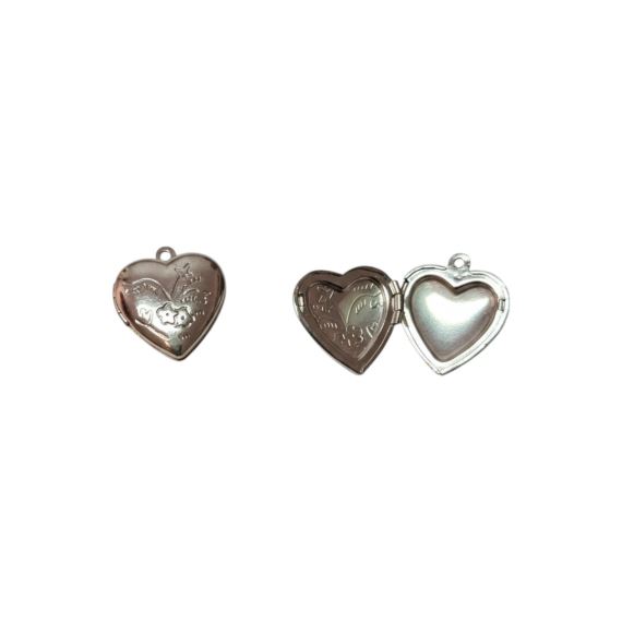 DIJE RELICARIO CORAZON PLATEADO 1,8 X 2,2 CM X 10 UNI