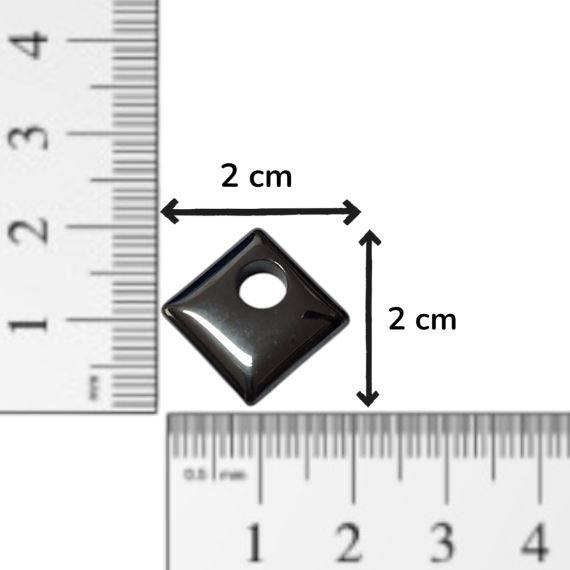 DIJE ROMBO HEMATITE PULIDO 2 CM X 20 UNI